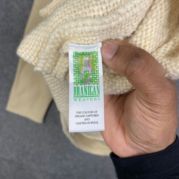 Branigan Weavers Button Cardigan 100% Wool Made in Ireland Beige Tweed M - Picture 7 of 10